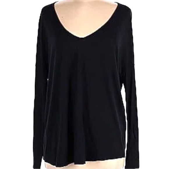 🌺HAUTE HIPPIE Long Sleeve V - Neck Modal Tee in Classic Navy Size Small🌺 - Picture 2 of 5